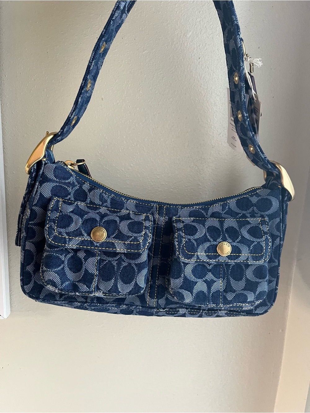 coachtopia cargo denim shoulder bag